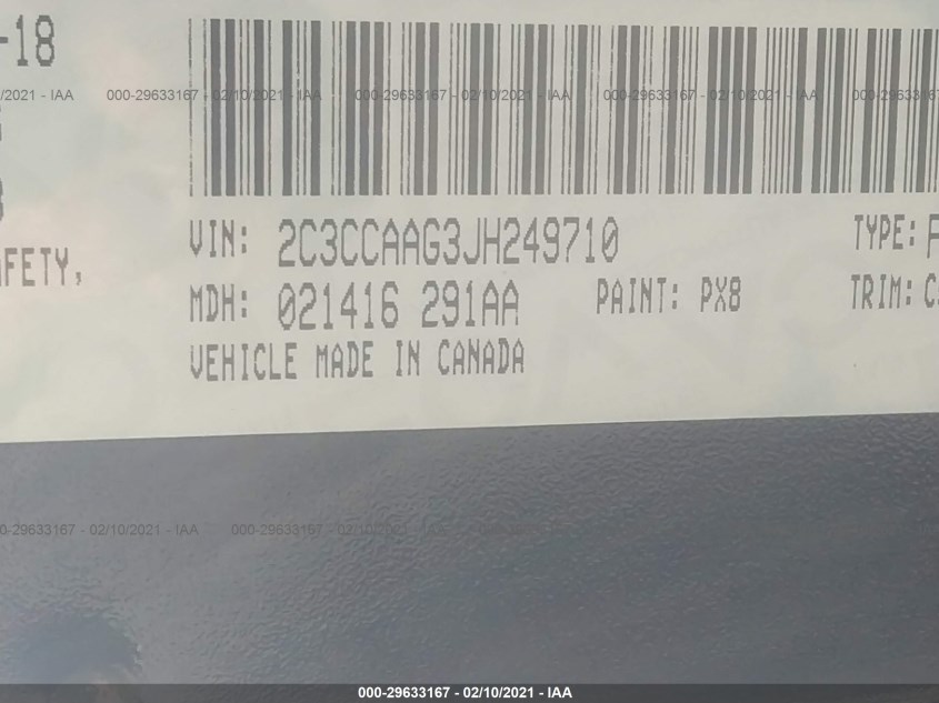 CHRYSLER 300 2C3CCAAG3JH249710