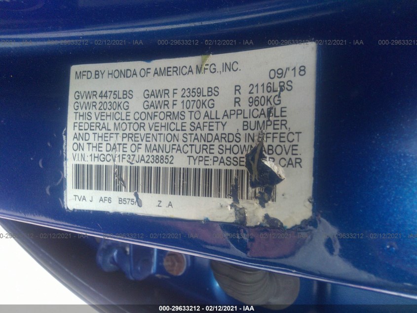 HONDA ACCORD SEDAN 1HGCV1F37JA238852