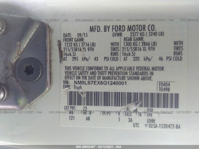 FORD TRANSIT CONNECT NM0LS7EX6G1240001